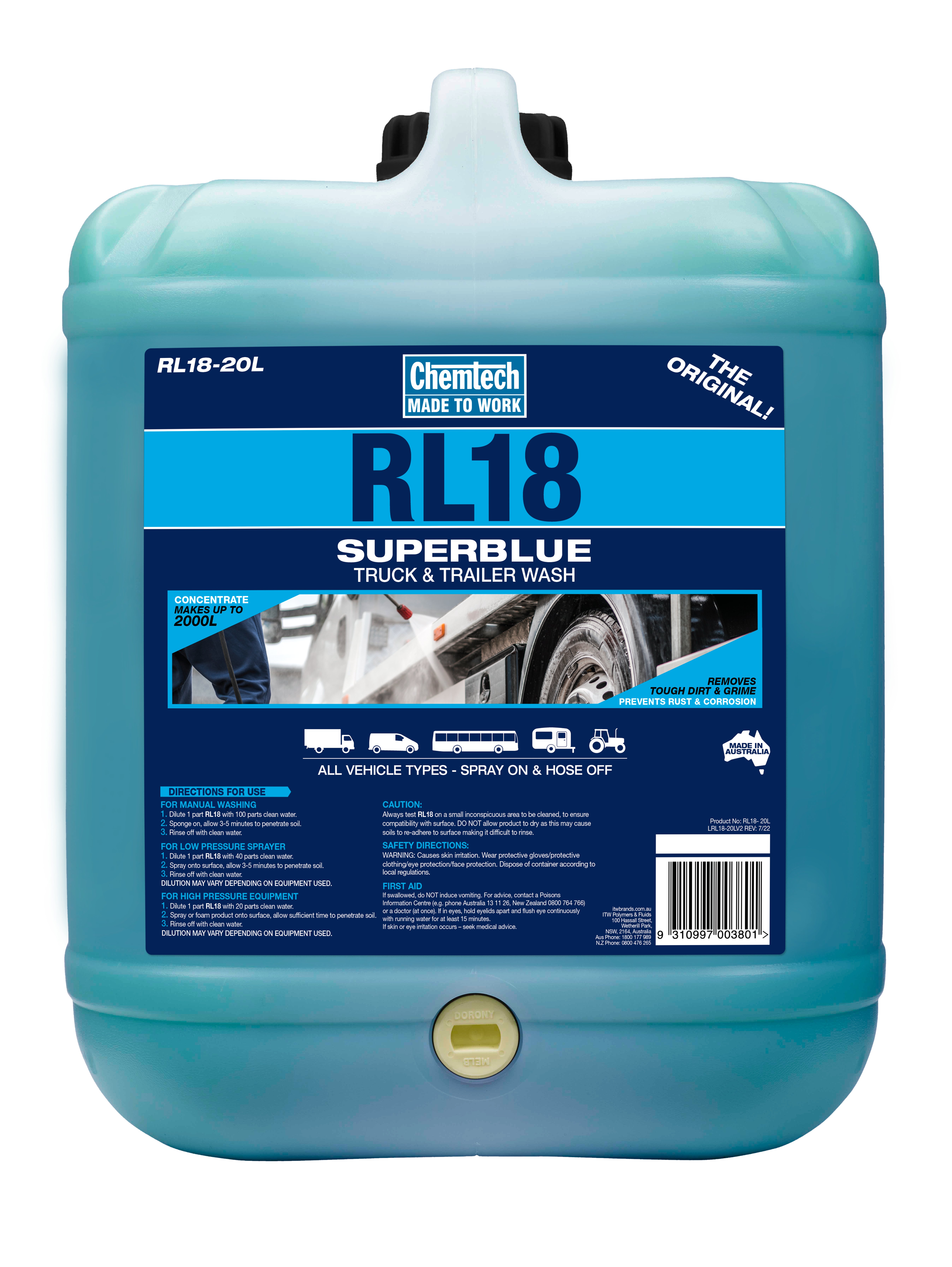 Chemtech RL18 Super Blue Truck Wash 20L